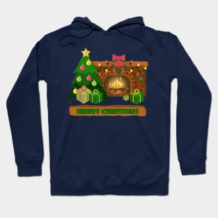 Cozy Christmas greeting near fireplace Hoodie